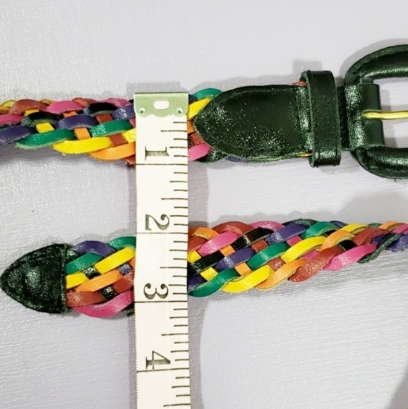 Vintage CHIC Rainbow Leather Braid Belt Medium - Picture 2 of 4